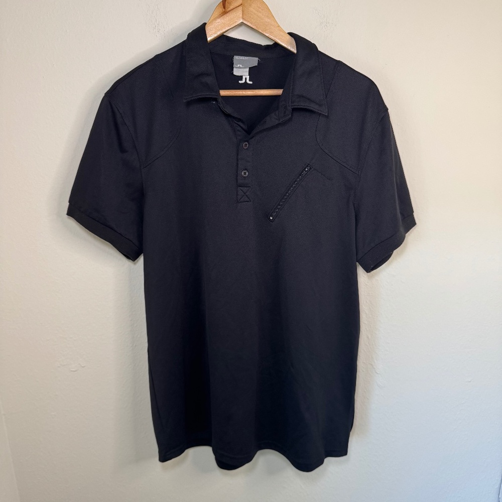 J. Lindeberg Polo Shirt Men's XL Black Performance Golf Active